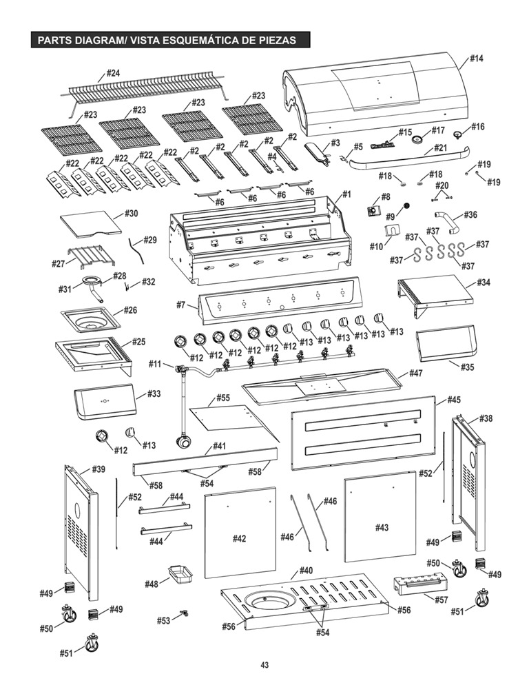 Diagram Diagram and Parts List for 463239915 (KB650)(2015) Char-Broil Grill