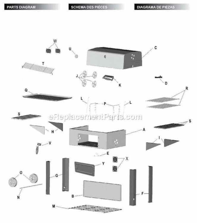 Page A Diagram and Parts List for 14301569  Char-Broil Grill