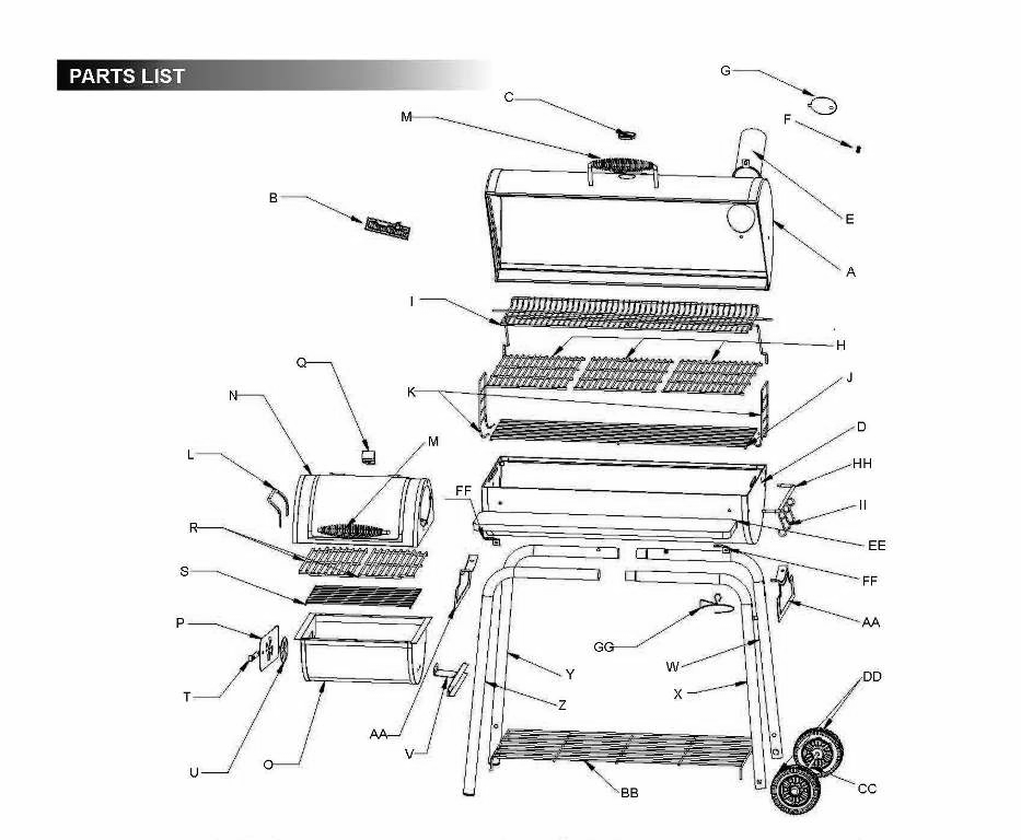 Diagram Diagram and Parts List for 13201777  Char-Broil Smoker