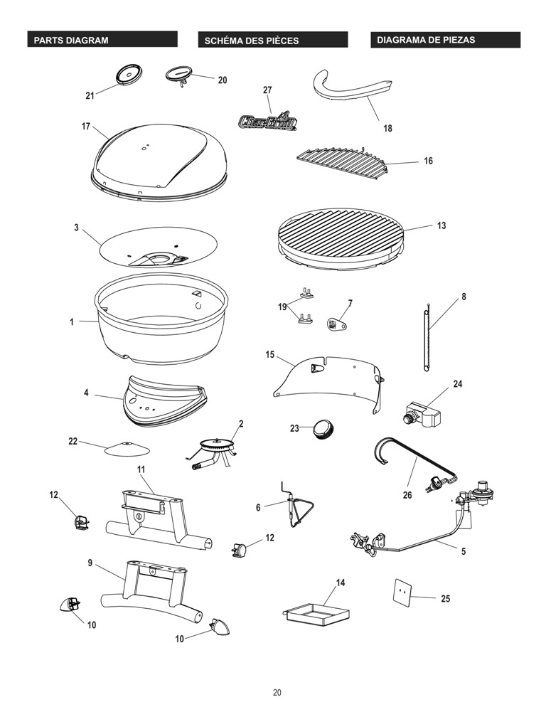 Diagram Diagram and Parts List for 15601897 2014 Char-Broil Grill