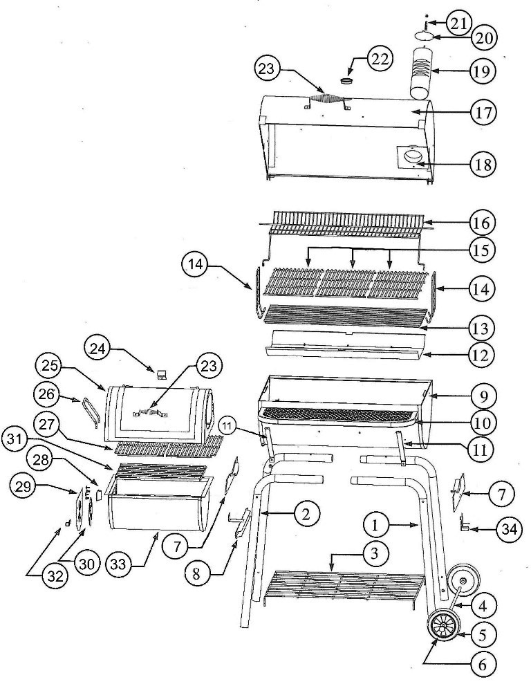 Diagram Diagram and Parts List for 11201566-50  Char-Broil Smoker