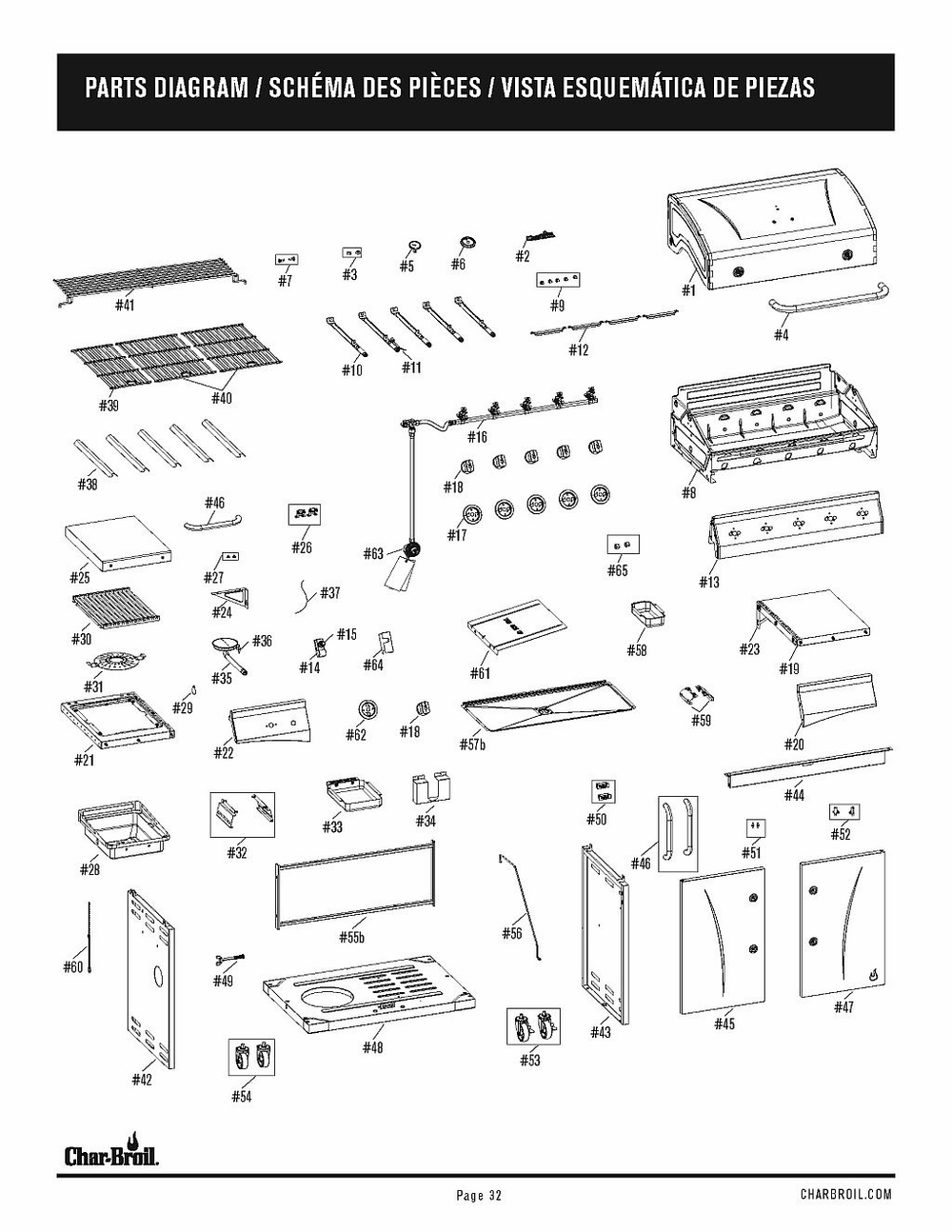 Diagram Diagram and Parts List for 463450022 2022 Char-Broil Grill