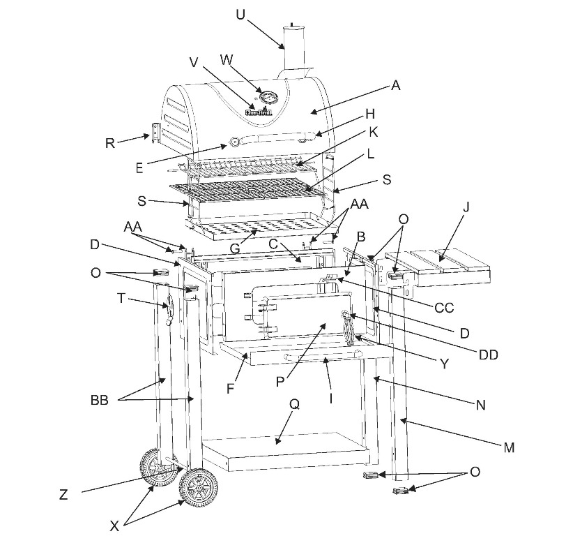 Diagram Diagram and Parts List for 12301732  Char-Broil Grill