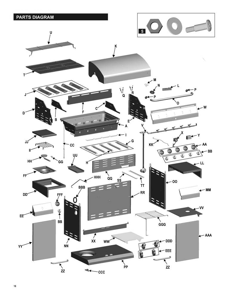 Diagram Diagram and Parts List for 463251512  Char-Broil Grill