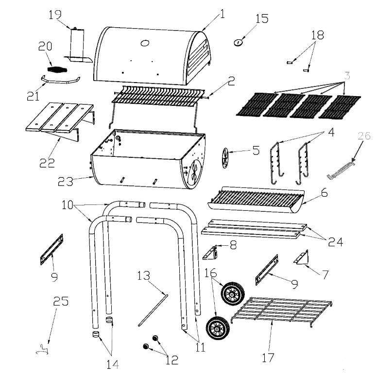 Diagram Diagram and Parts List for 10301568  Char-Broil Grill