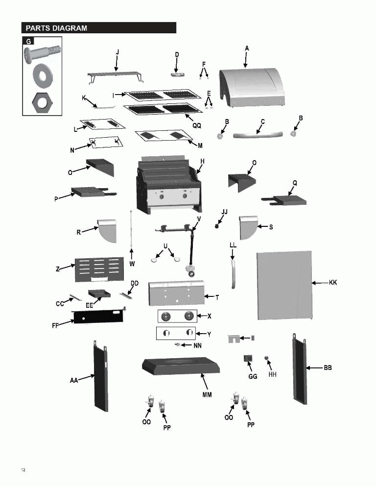 Diagram 1 Diagram and Parts List for 466241013  Char-Broil Grill