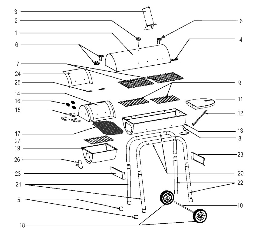 Diagram Diagram and Parts List for 12201595  Char-Broil Smoker