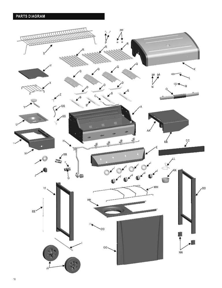 Diagram Diagram and Parts List for 463441913  Char-Broil Grill