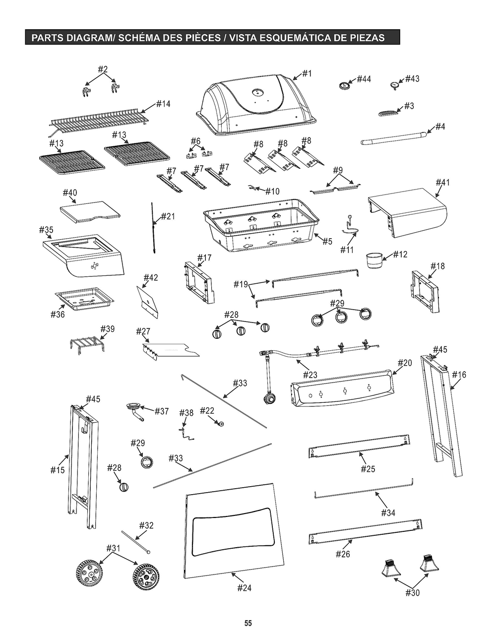 Diagram Diagram and Parts List for 461773017  Char-Broil Grill