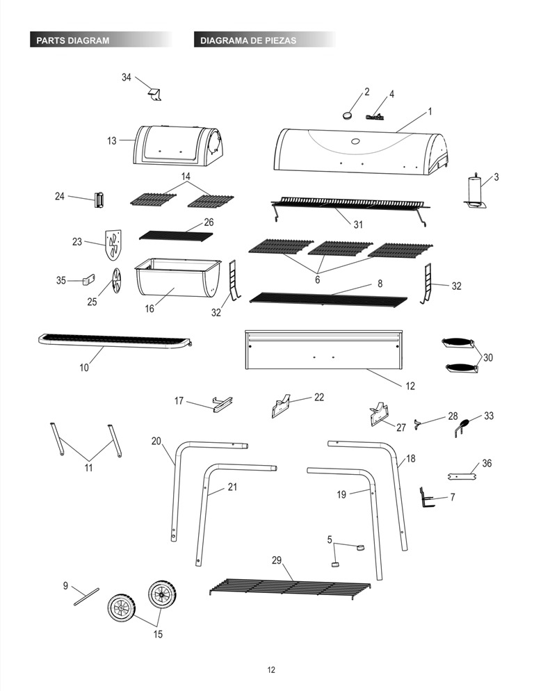 Diagram Diagram and Parts List for 15202022 2015 Char-Broil Smoker