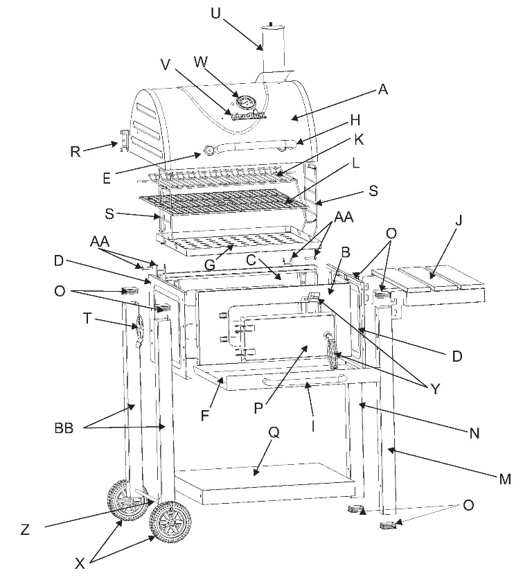 Diagram Diagram and Parts List for 11301696  Char-Broil Grill