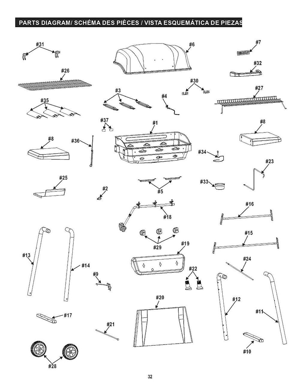 Diagram Diagram and Parts List for 465735621 2021 Char-Broil Grill