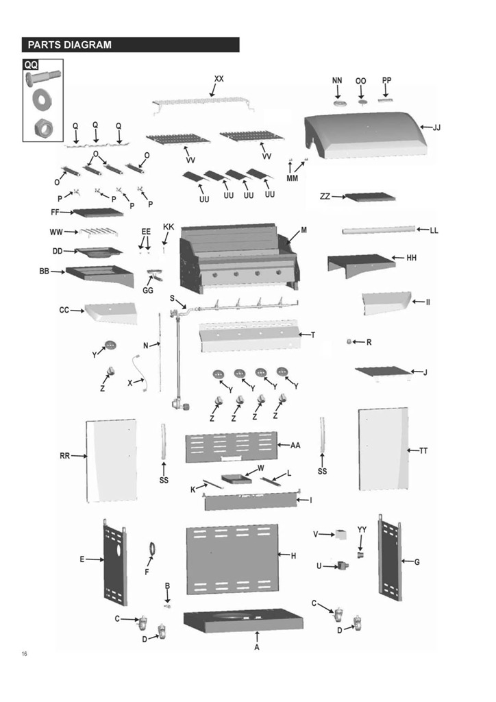 Diagram Diagram and Parts List for 463261909  Char-Broil Grill