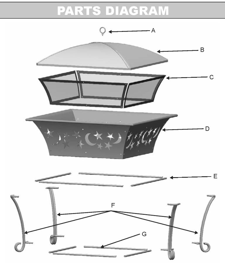 Diagram Diagram and Parts List for 07501316  Char-Broil Fireplace & Stove