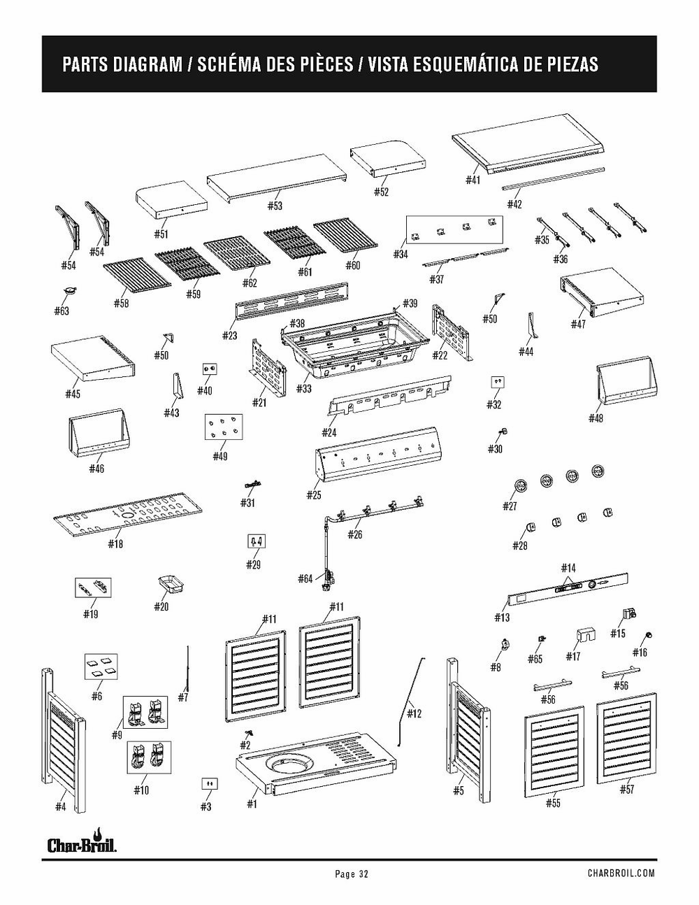 Diagram Diagram and Parts List for 463285022 2022 Char-Broil Grill