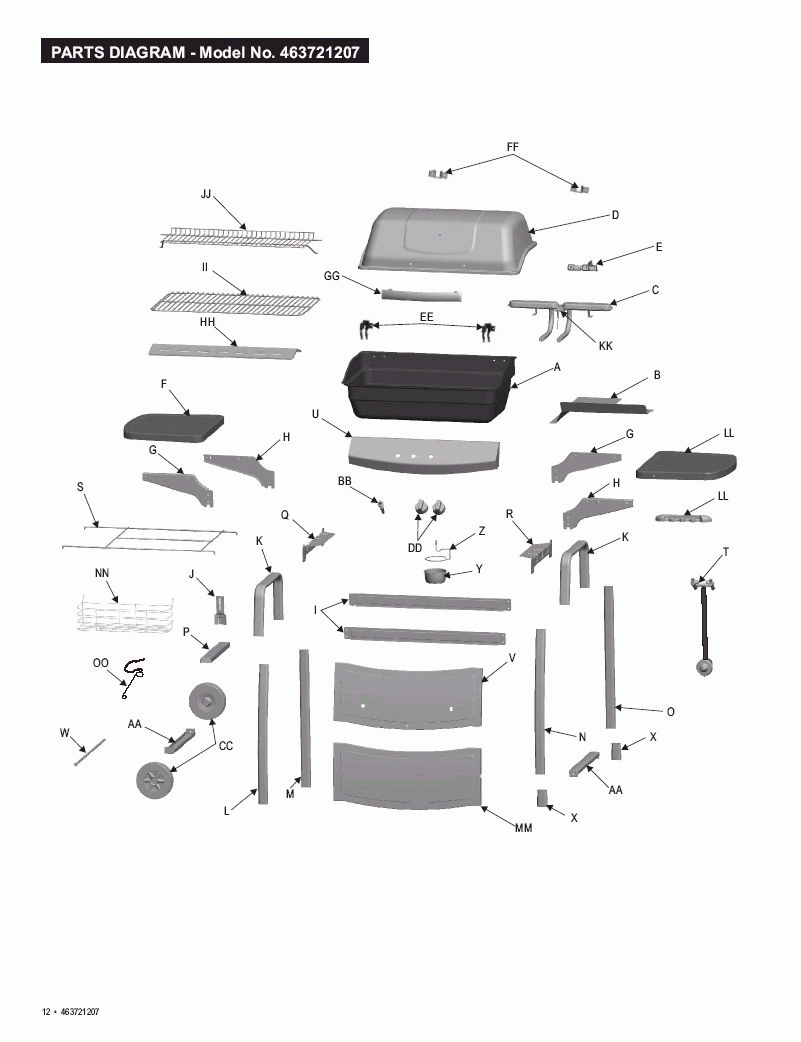 Diagram 1 Diagram and Parts List for 463721207 2007 Char-Broil Grill