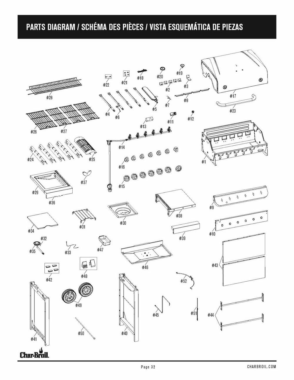 Diagram Diagram and Parts List for 463274419 2019 Char-Broil Grill