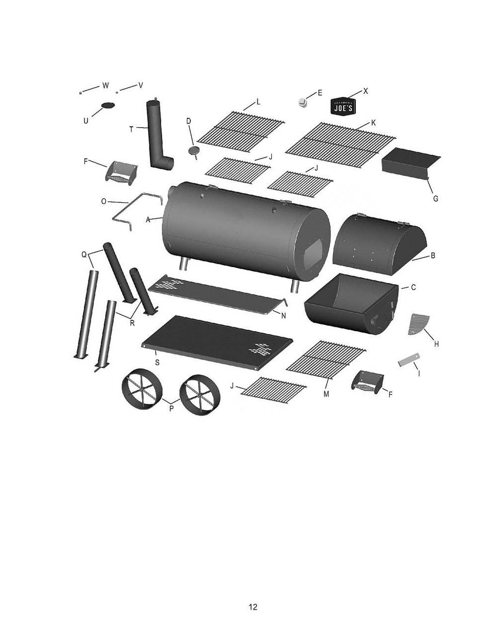 Diagram Diagram and Parts List for 13201747-50 2019 Char-Broil Smoker