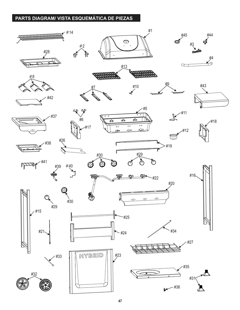 Diagram Diagram and Parts List for 463770915 2015 Char-Broil Grill