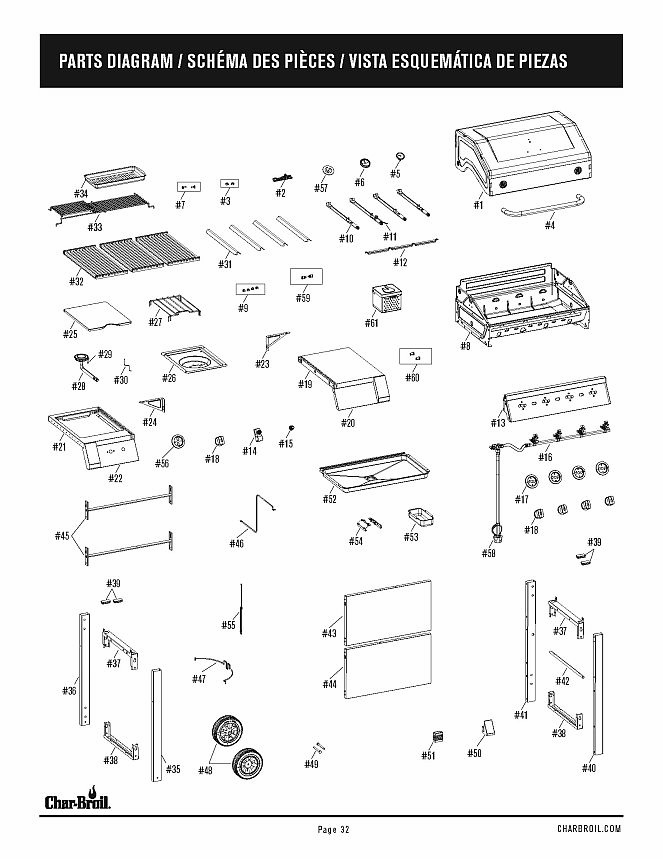 Diagram Diagram and Parts List for 463331422 2022 Char-Broil Grill