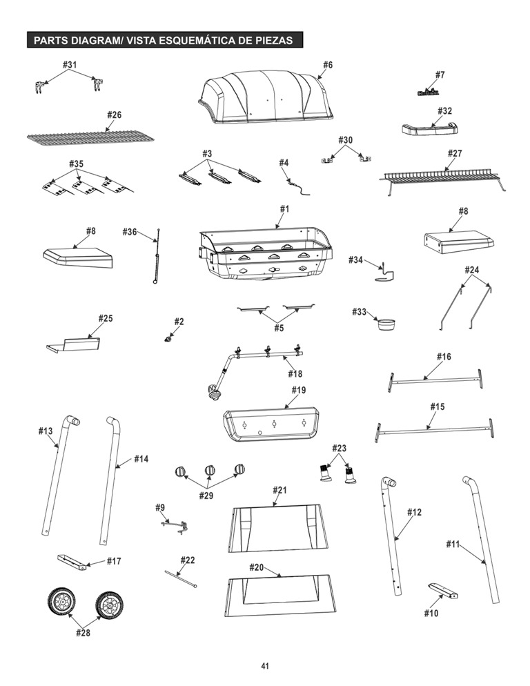 Diagram 1 Diagram and Parts List for 463742215  Char-Broil Grill