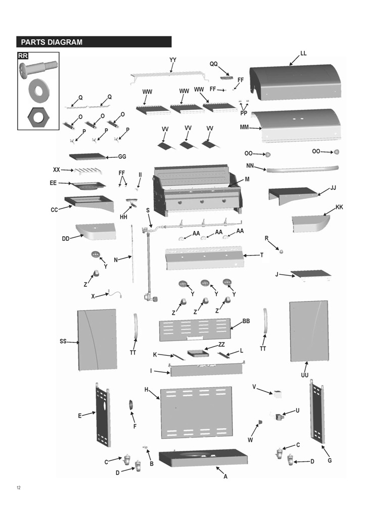 Diagram 1 Diagram and Parts List for 466247109  Char-Broil Grill