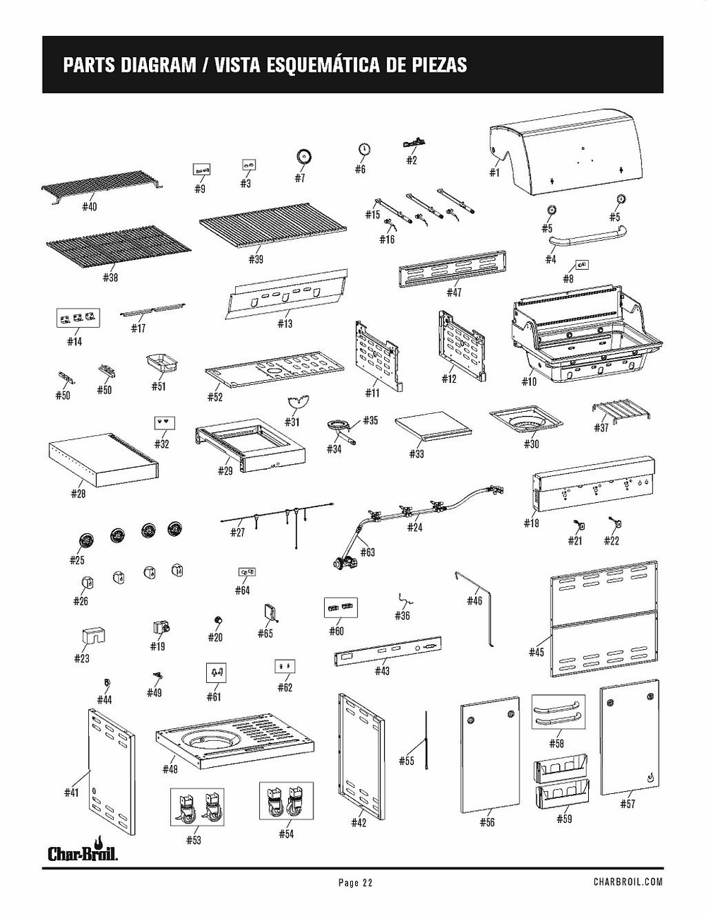 Diagram Diagram and Parts List for 463355220 2020 Char-Broil Grill