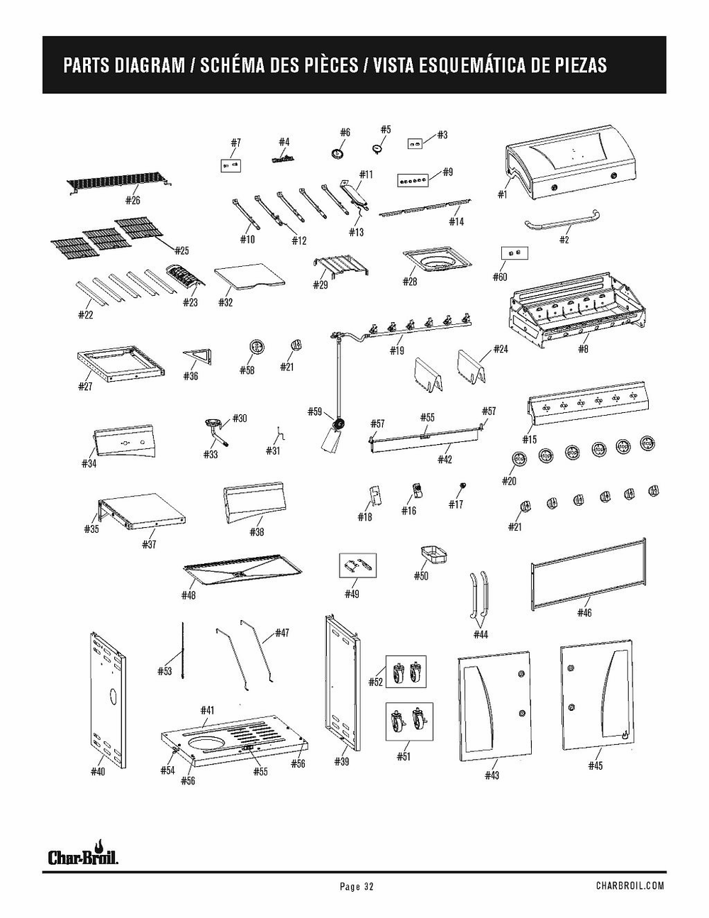 Diagram Diagram and Parts List for 463284422 2022 Char-Broil Grill