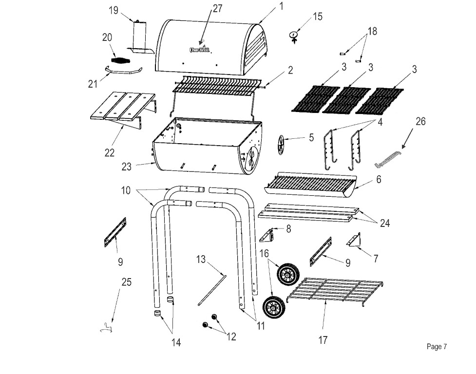 Diagram Diagram and Parts List for 12301565  Char-Broil Grill