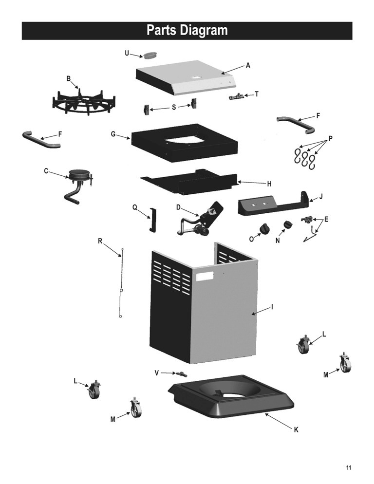 Diagram Diagram and Parts List for 07101399  Char-Broil Fireplace & Stove