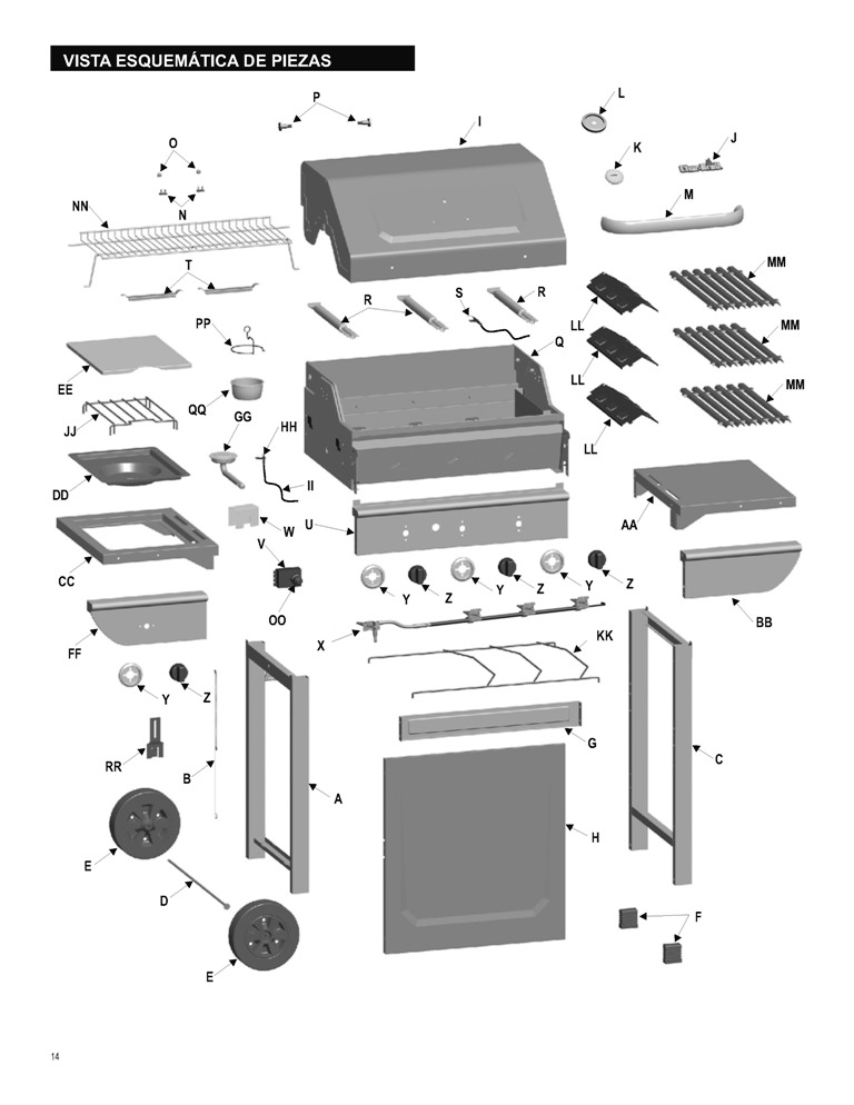 Diagram Diagram and Parts List for 465320910  Char-Broil Grill
