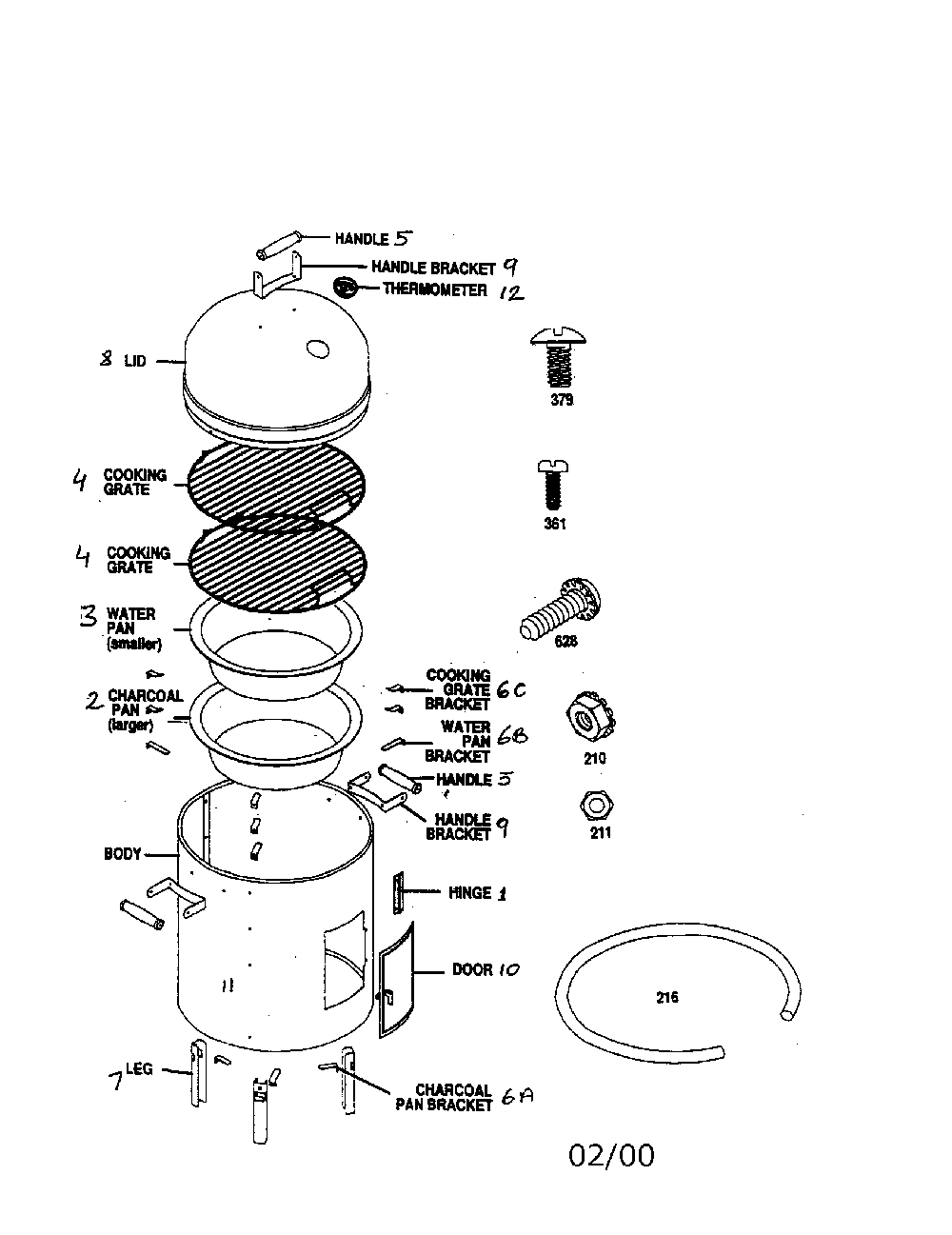 Smoker Diagram and Parts List for 4654300  Char-Broil Smoker