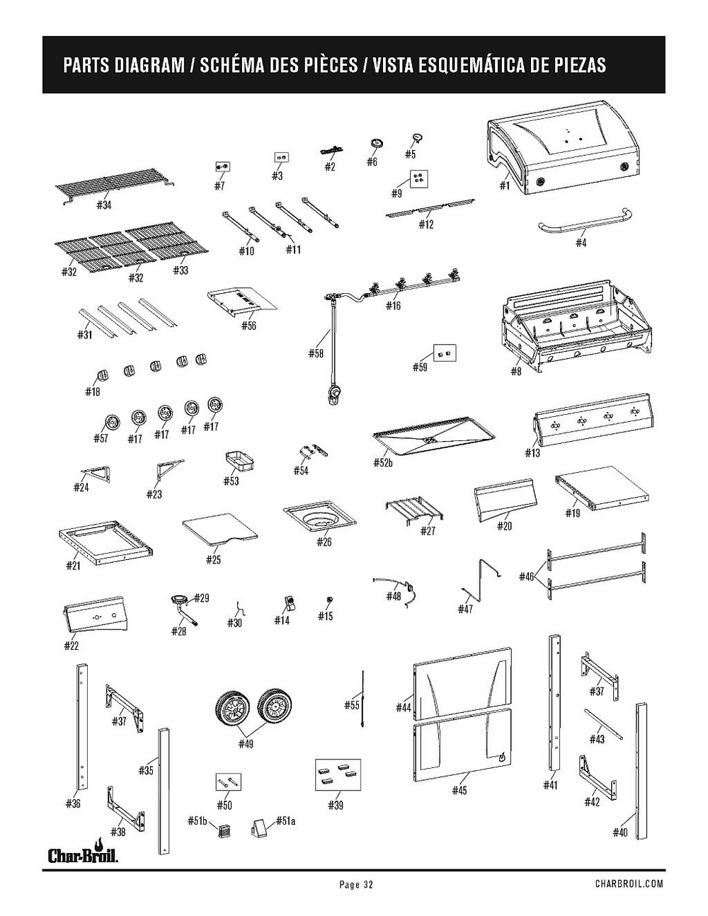 Diagram Diagram and Parts List for 463365021 2021 Char-Broil Grill