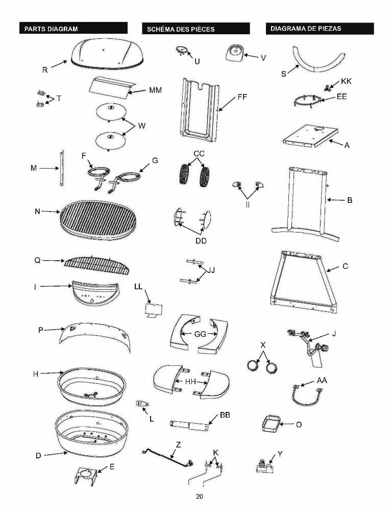 Diagram Diagram and Parts List for 14601832  Char-Broil Grill
