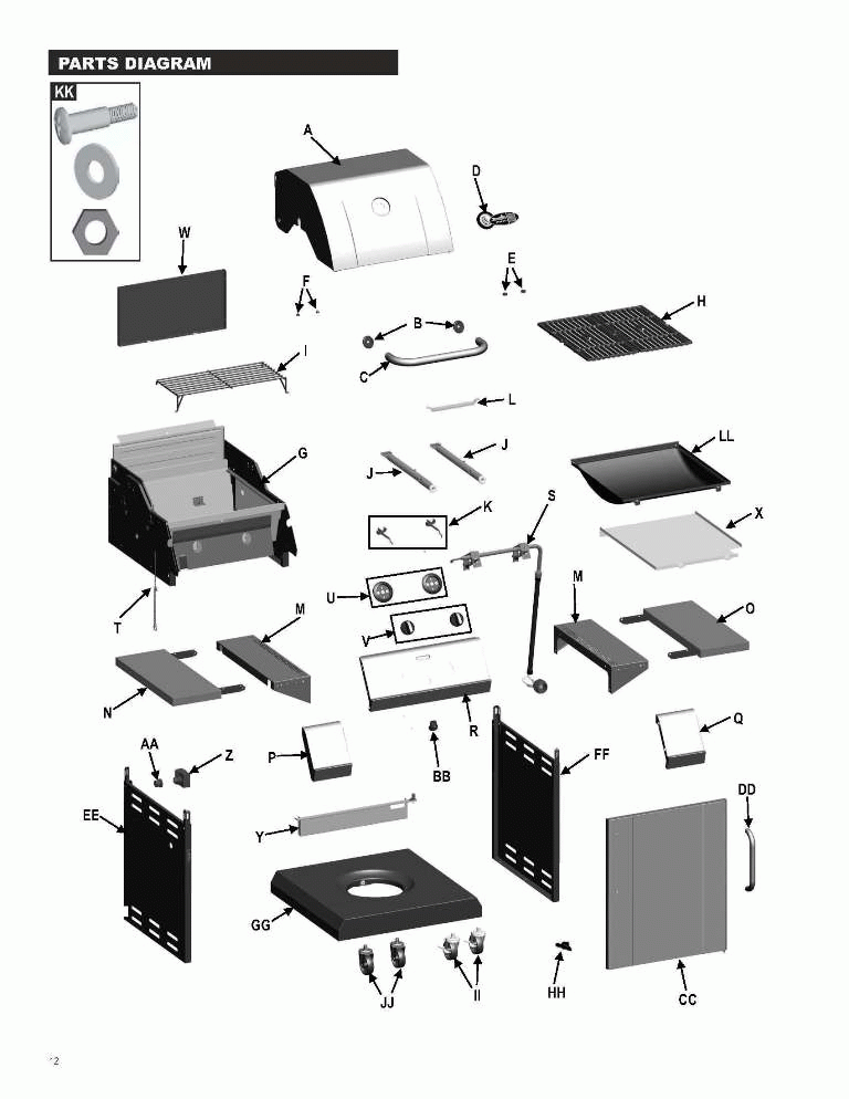 Diagram 1 Diagram and Parts List for 466251413  Char-Broil Grill