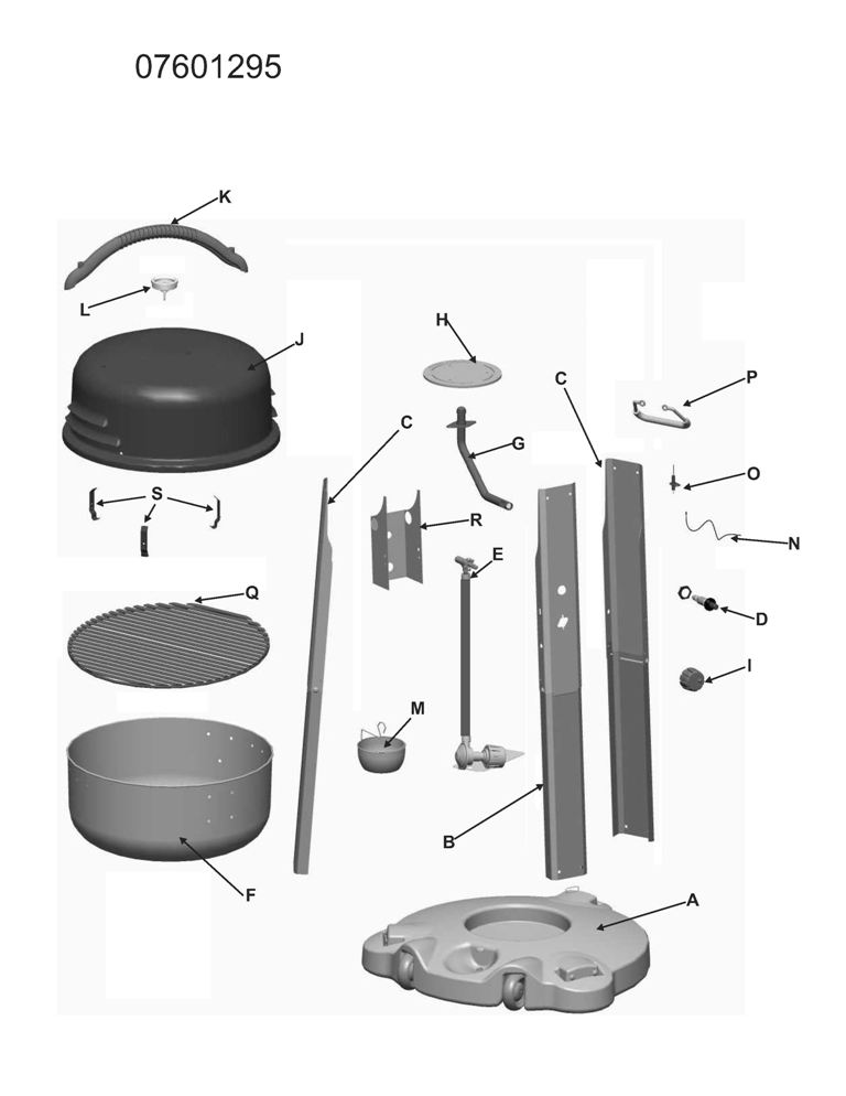 Diagram Diagram and Parts List for 07601295  Char-Broil Grill