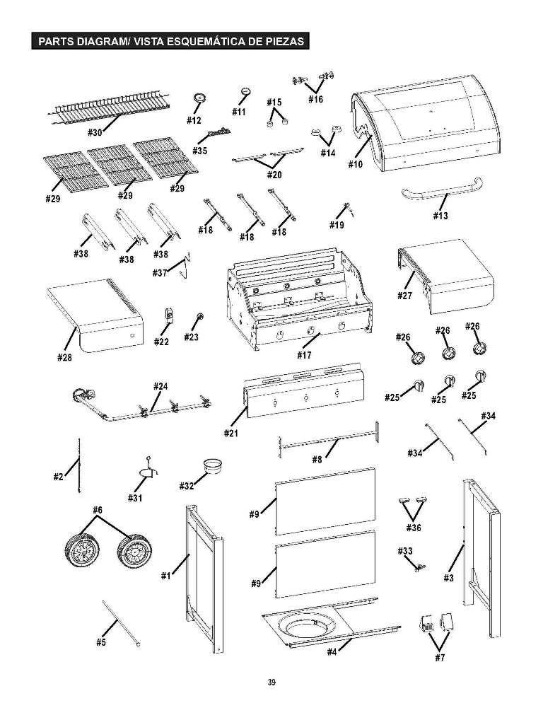 Diagram Diagram and Parts List for 463343015  Char-Broil Grill