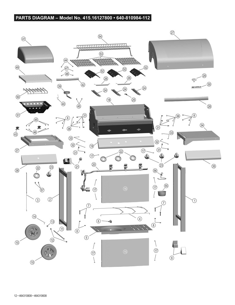 Diagram Diagram and Parts List for 41516127  Char-Broil Grill