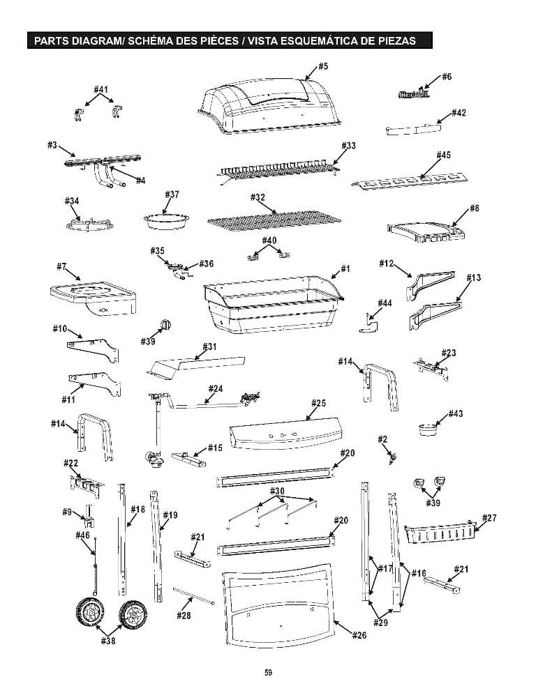 Diagram 1 Diagram and Parts List for 463720115  Char-Broil Grill