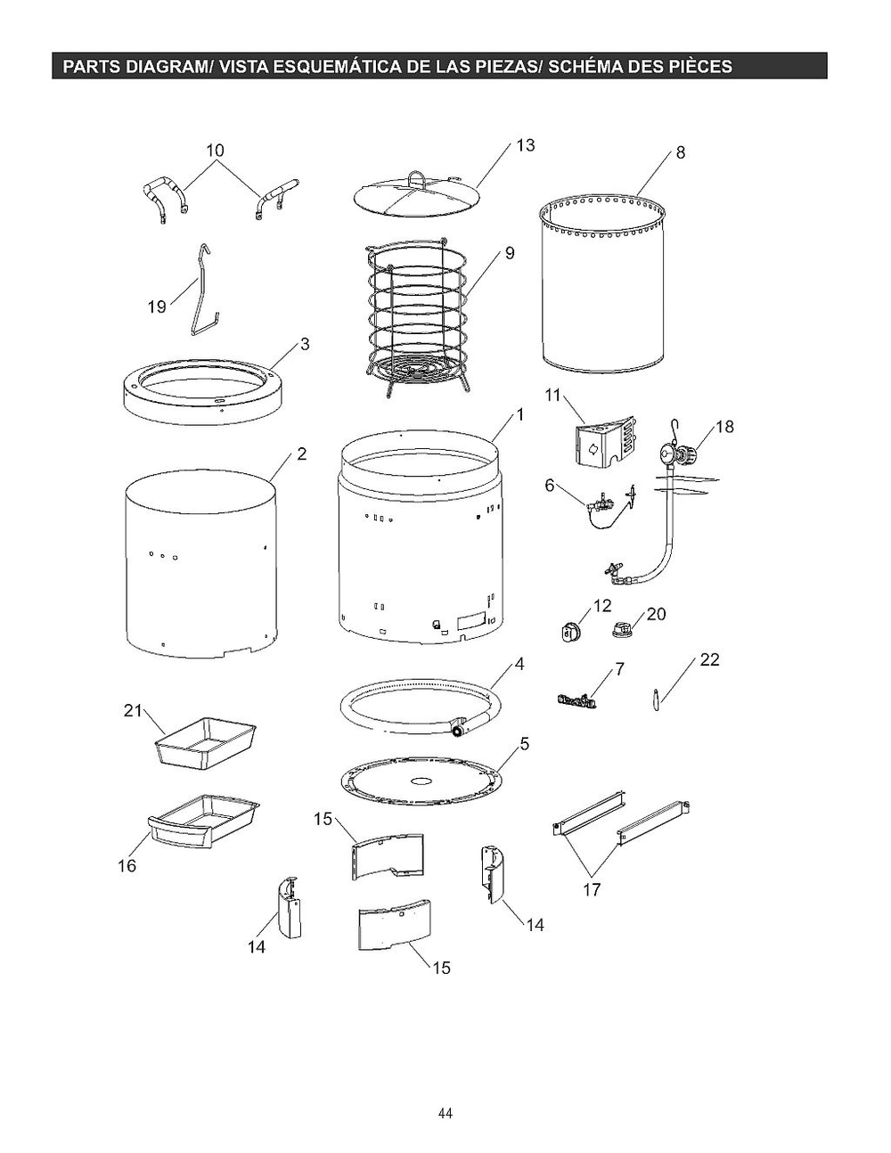 Diagram Diagram and Parts List for 21102148 2021 Char-Broil Deep Fryer