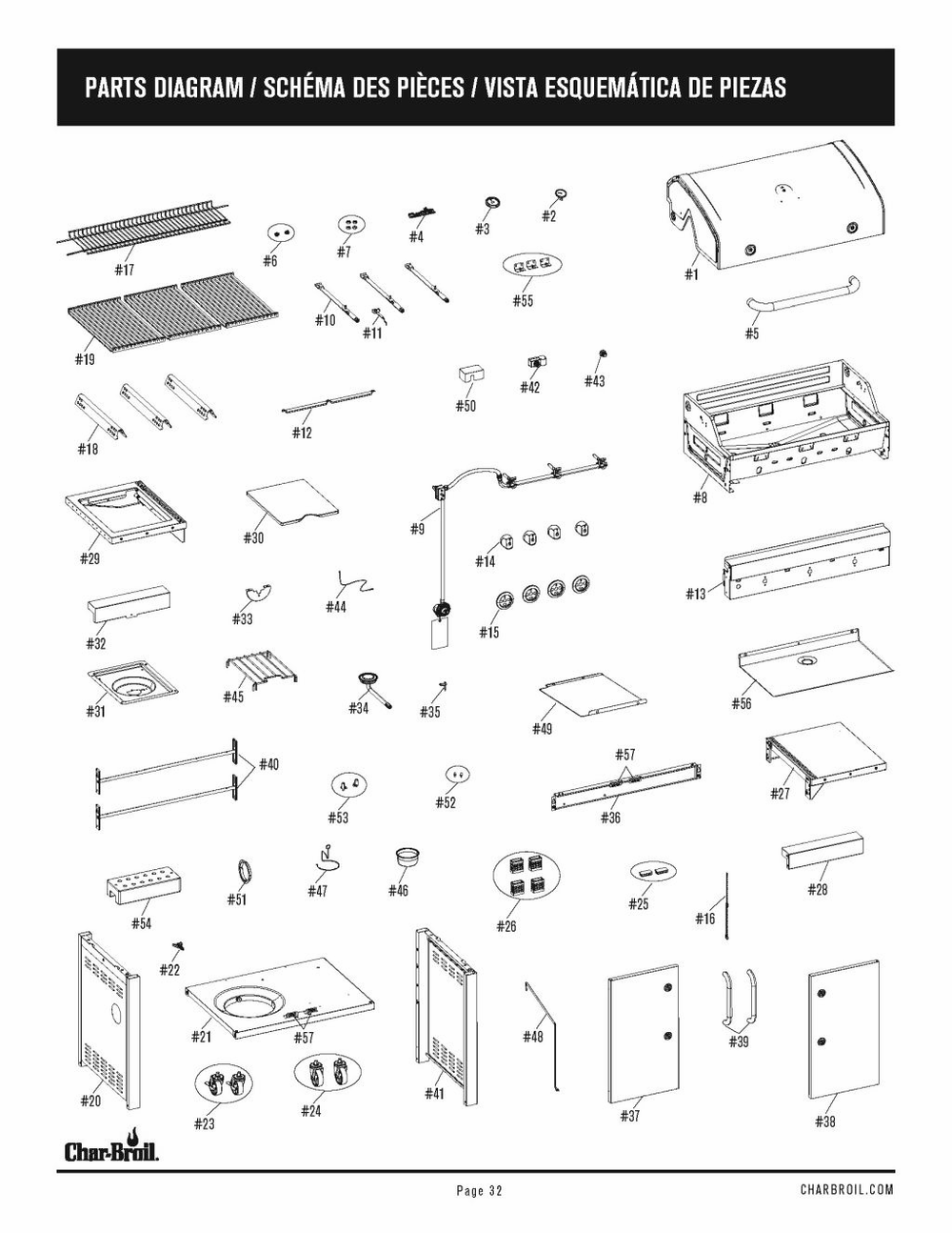 Diagram Diagram and Parts List for 463274019 2019 Char-Broil Grill