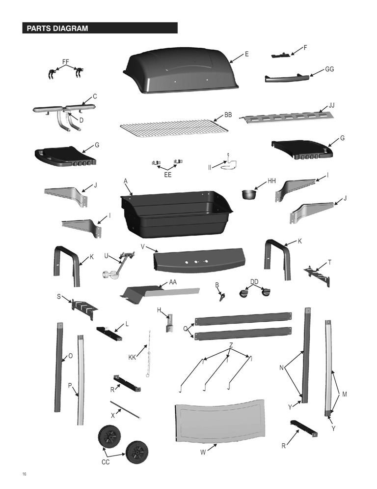 Diagram Diagram and Parts List for 463720211  Char-Broil Grill