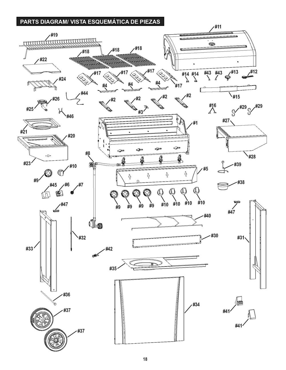 Diagram Diagram and Parts List for 463441914  Char-Broil Grill