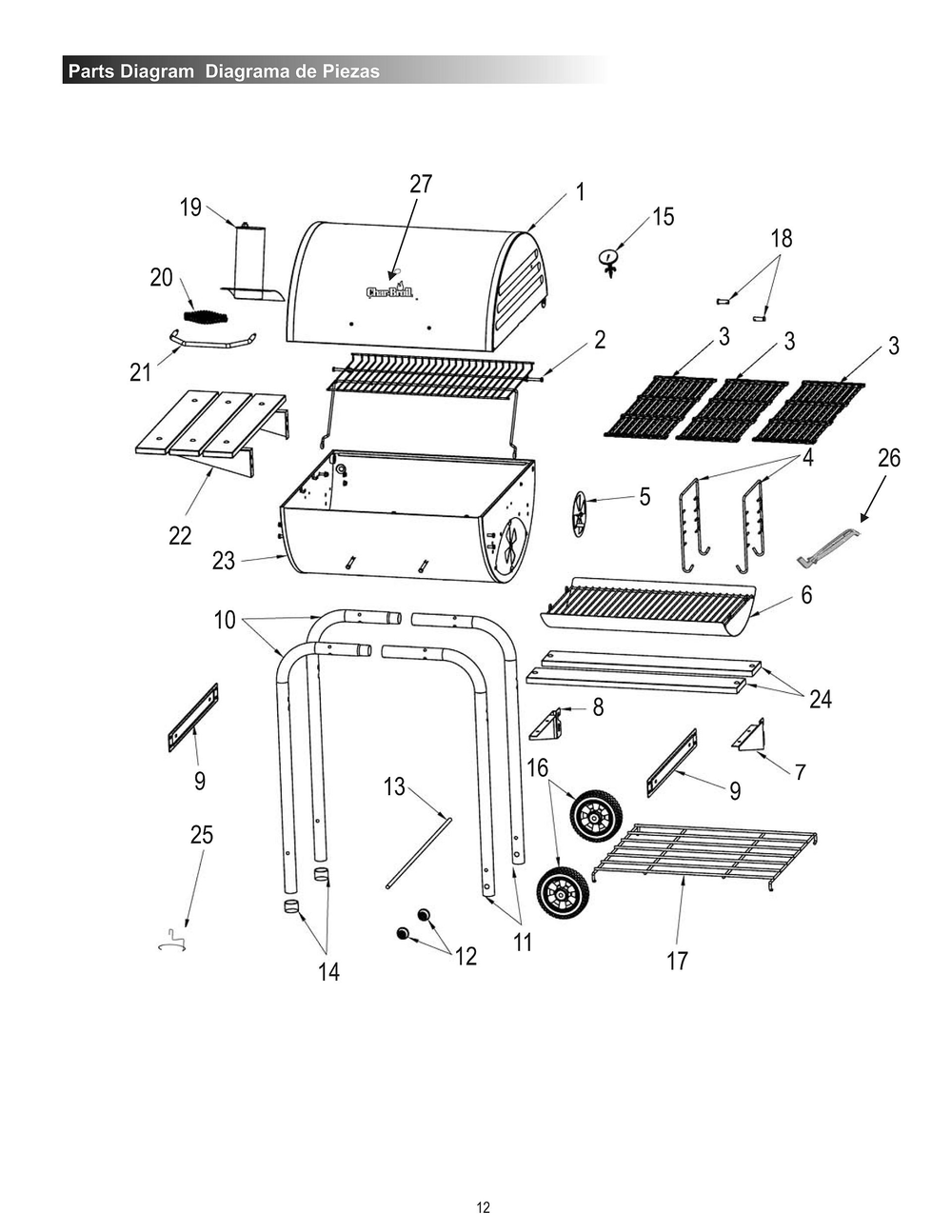 Diagram Diagram and Parts List for 15302030-26 2015 Char-Broil Grill