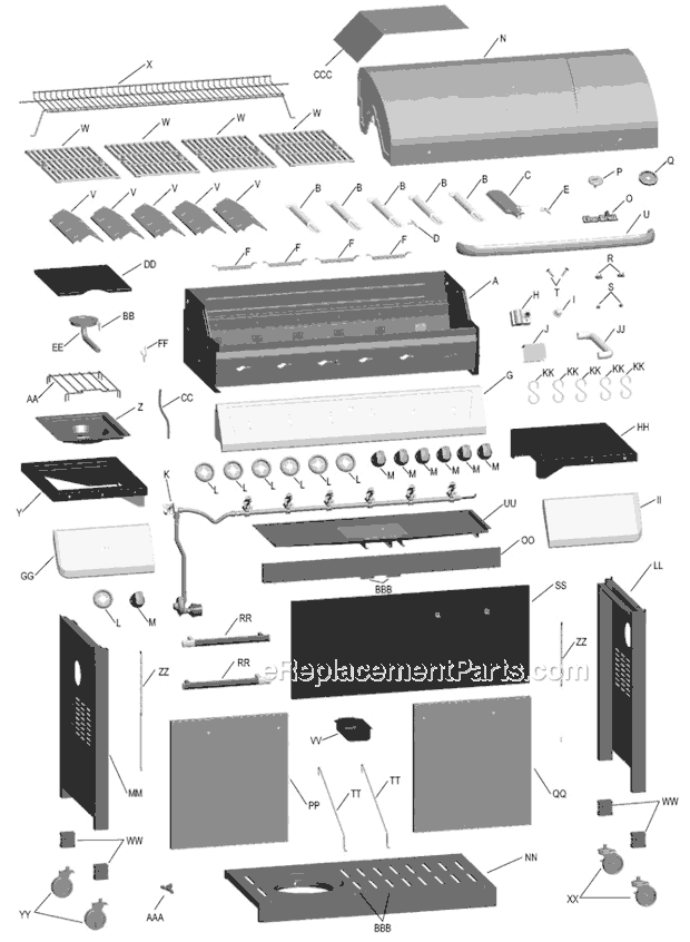 Page A Diagram and Parts List for 463230511  Char-Broil Grill