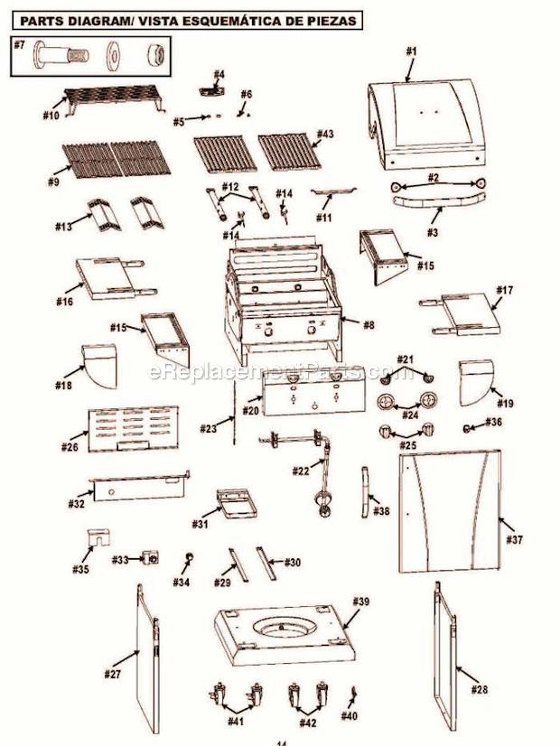 Page A Diagram and Parts List for 463241014  Char-Broil Grill