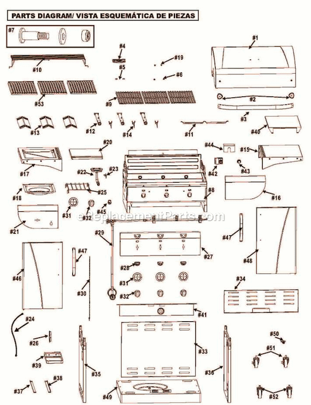 Page A Diagram and Parts List for 463241314  Char-Broil Grill