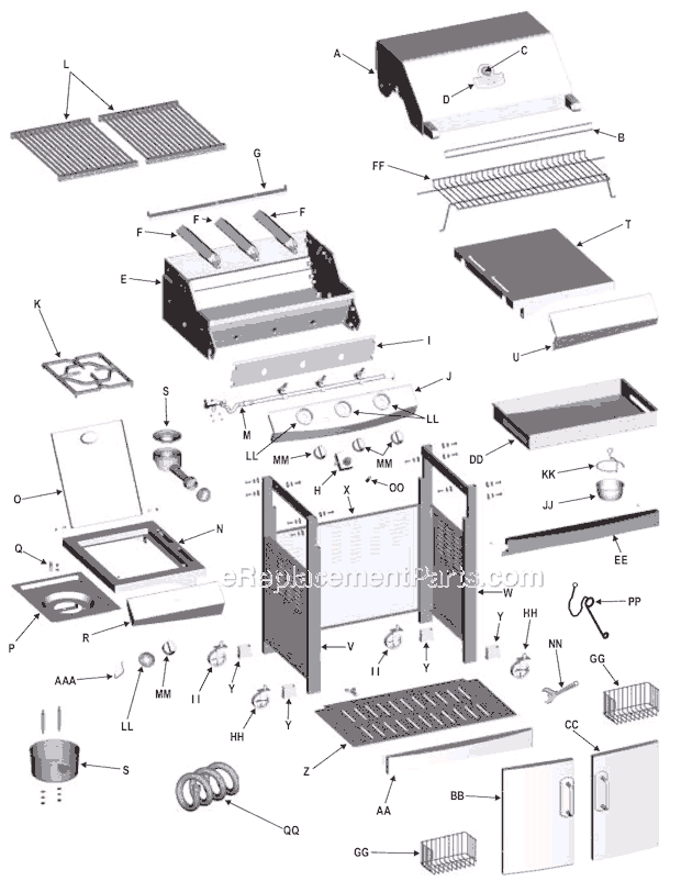 Page A Diagram and Parts List for 463241804  Char-Broil Grill