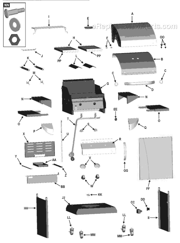 Page A Diagram and Parts List for 463243911  Char-Broil Grill