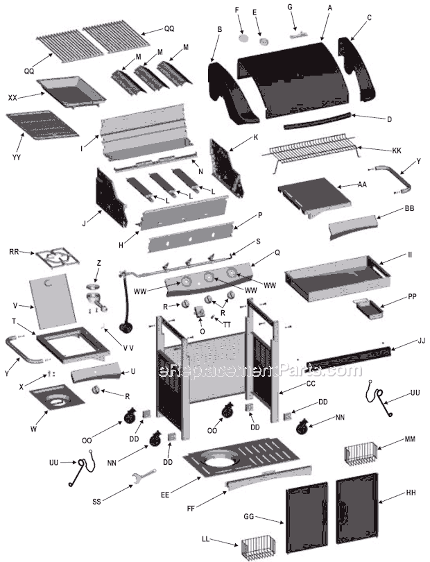 Page A Diagram and Parts List for 463244004  Char-Broil Grill